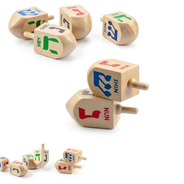 Libima Wooden Hanukkah Dreidels for Kids-5
