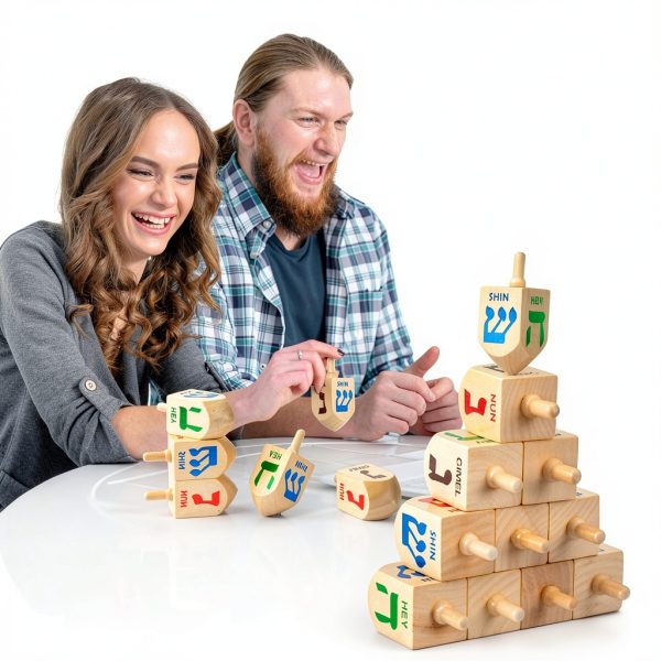 Libima Wooden Hanukkah Dreidels for Kids-4