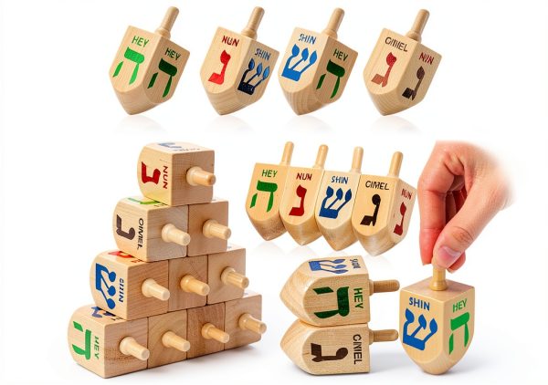 Libima Wooden Hanukkah Dreidels for Kids-0
